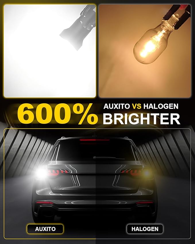 AUXITO 921 LED Bulb Reverse Lights, 600% Super Bright 912 T15 led Backup light, CAN-Bus Error Free 906 922 W16W LED Bulbs for Reverse Back Up Marker Lights, 6000K White