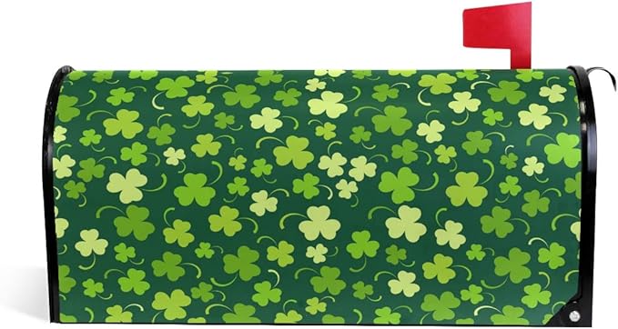 ALAZA WOOR St Patricks Day Shamrock Magnetic Mailbox Cover MailWraps Garden Yard Home Decor for Outside Oversized-25.5" x20.8"