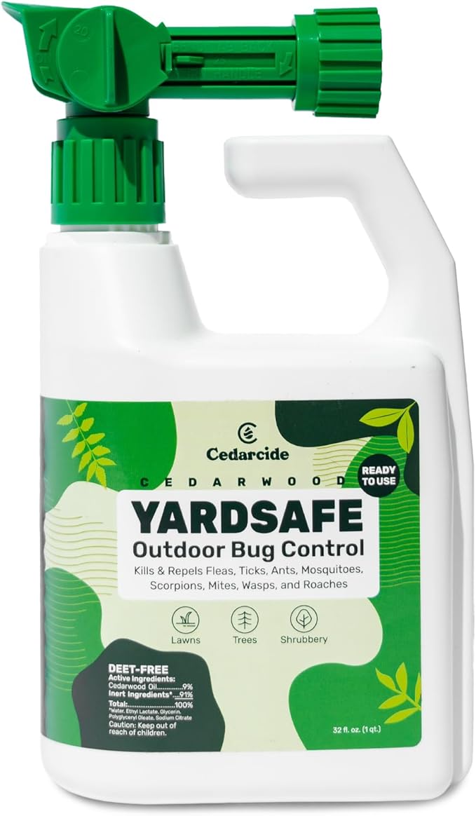 Cedarcide YardSafe | Kills & Repels Mosquitoes, Ticks, Fleas, Mites & More with Natural Essential Oils | Family & Pet-Safe | Eco-Friendly | 1 Quart (32 Oz.)
