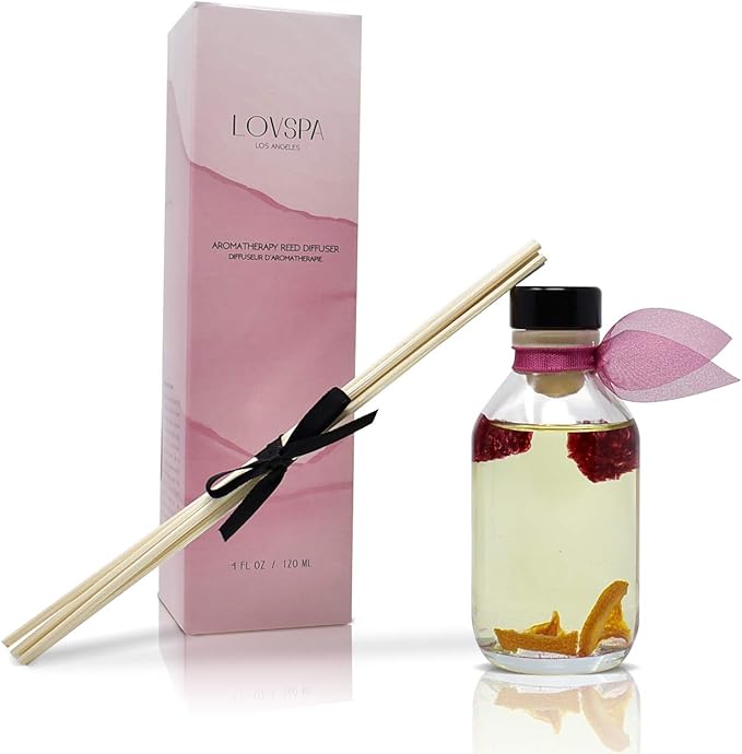 LOVSPA Reed Diffuser Set, Hawaiian Breeze Scented Oil Diffuser with Sticks, Home Fragrance Accessories for Bathroom Shelf Decor, Aroma Diffusers for Home or Office Desk, USA Made