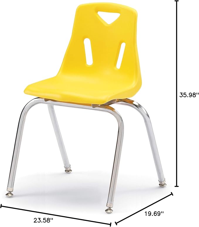Jonti-Craft Berries 8148JC1007 Stacking Chair with Chrome-Plated Legs, 18" Height, Yellow