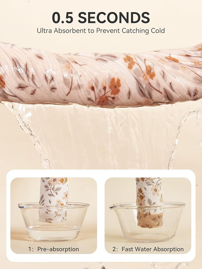 TILLYOU Muslin Hooded Baby Towels for Newborn 2 Pack, 32x32Inch Soft Baby Bath Towel Highly Absorbent for Newborn and Infant, Essential for Newborn Care, Yellow Flower