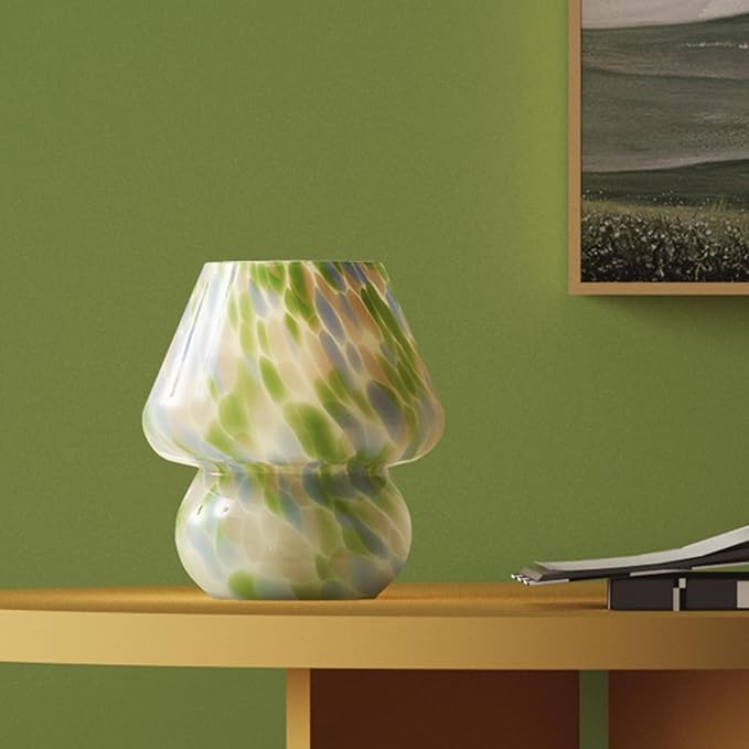 Dawnwake Mushroom Lamp Table Lamp for Bedroom,Small Desk Bedside Lamps for Living Room,Mushroom Decor Cute Mini Modern Mid Century Lamps for Night Stands,Aesthetic Home Living Room Decor(Green)