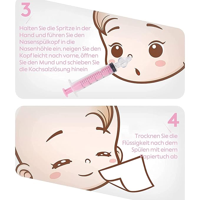Baby Nose Sucker - 2PCS Professional Nasal Syringe with Cleanable, Reusable Silicone Tip for Irrigation, Spray, Hygiene (Pink)