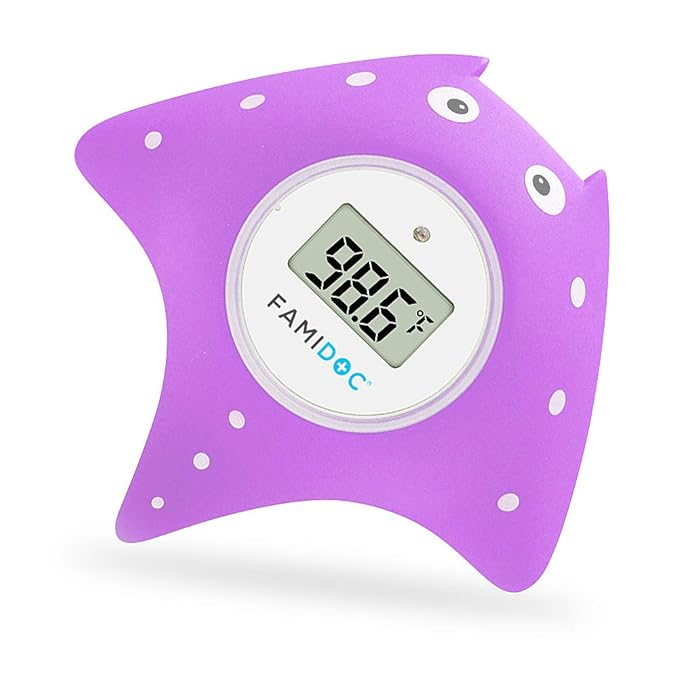 Famidoc Baby Bath Thermometer with Room Thermometer New Upgraded Sensor Technology for Baby Bath Tub Floating Toy Thermometer (Purple)