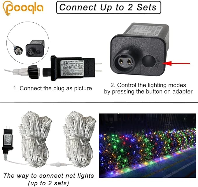 Colorful Net Lights Outdoor, 300 LED Christmas Net Mesh Lights for Bushes 14.8x4.9ft, 8 Modes Waterproof Twinkle String Light Connectable for Christmas Hedge Yard Garden Party Decor