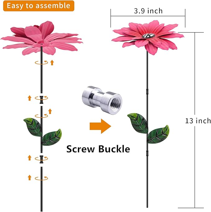 7Pcs/Set Metal Daylily Flower Garden Stakes,Metal Flowers Outdoor Decor Stake Yard Art Decoration,Garden Plant Flowers Stick Spring Patio Decor