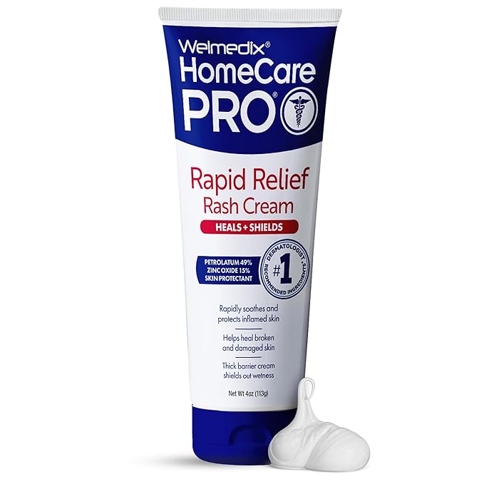 Welmedix Adult Diaper Rash Cream - Zinc Oxide Cream & Moisturizing Skin Barrier Cream, Maximum Strength Diaper Rash Cream for Adults, Skin Protection Ointment - 4oz