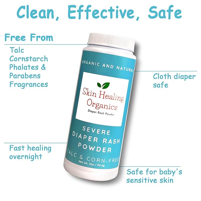 Severe Diaper Rash Treatment Powder - Heal & Cure Very Bad Horrible Diaper Rash Bleeding Blisters Quickly from Diarrhea for Newborn Infant & Adults - Skin Healing Organics
