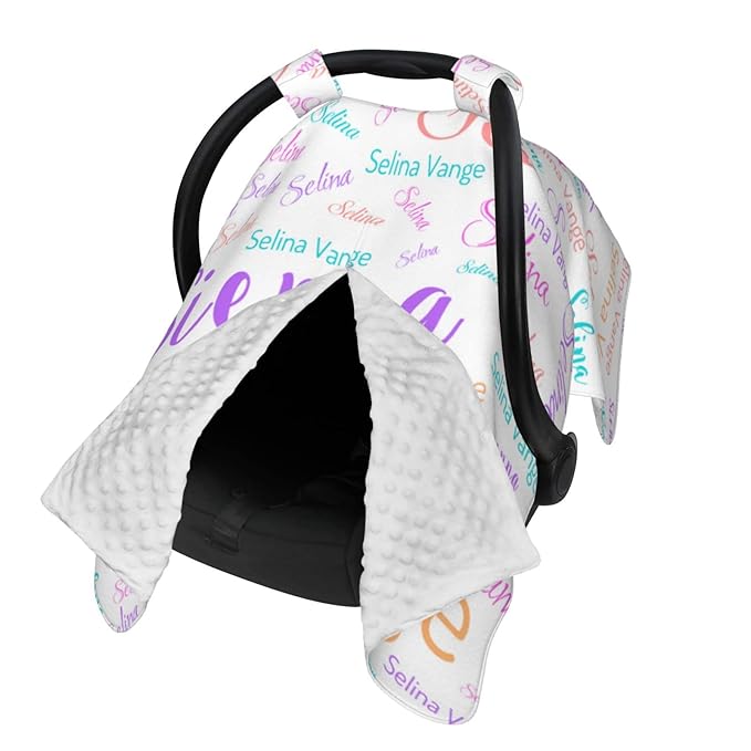 Personalized Baby Name Car Seat Covers for Girls,Nursing Custom Carseat Canopy for Babies Boy Winter Breastfeeding Cover Car Seat Canopies for Newborn Infant Toddler