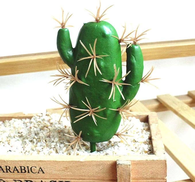 FagusHome Artificial Cactus Decor Faux Cactus Plant Fake Succulents Plants Artificial Cacti 4 Pieces Unpotted Indoor Home Décor Fake Cactus Stems