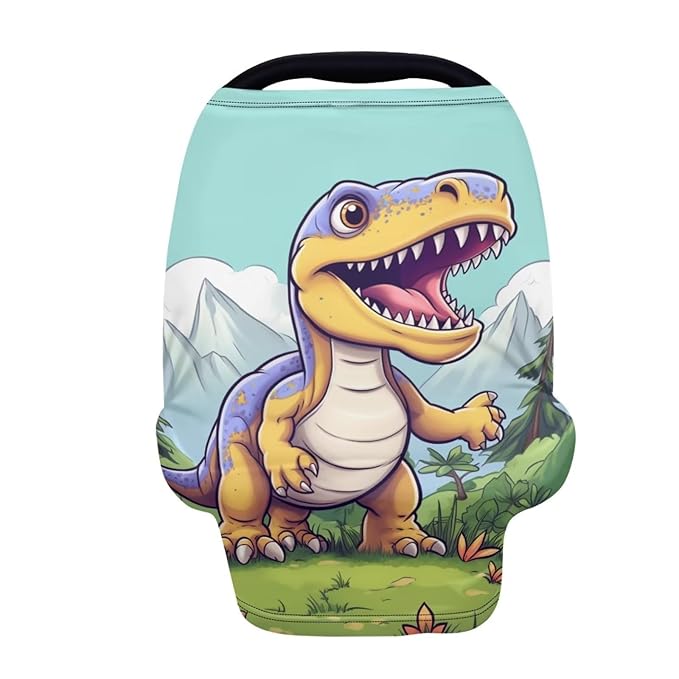 HUIACONG Cartoon Dinosaur Carseat Cover Scarf for Babies Car Seat Travel Bag Cute T-Rex Baby Nursing Cover Boys Infant Car Seat Canopy Girls High Chair Cover Breastfeeding Cover