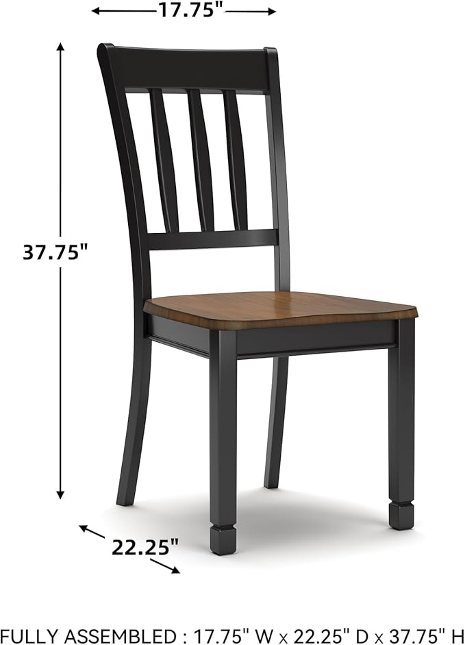 Signature Design by Ashley Owingsville Modern Farmhouse Dining Room Side Chair, Set of 2, Black and Brown