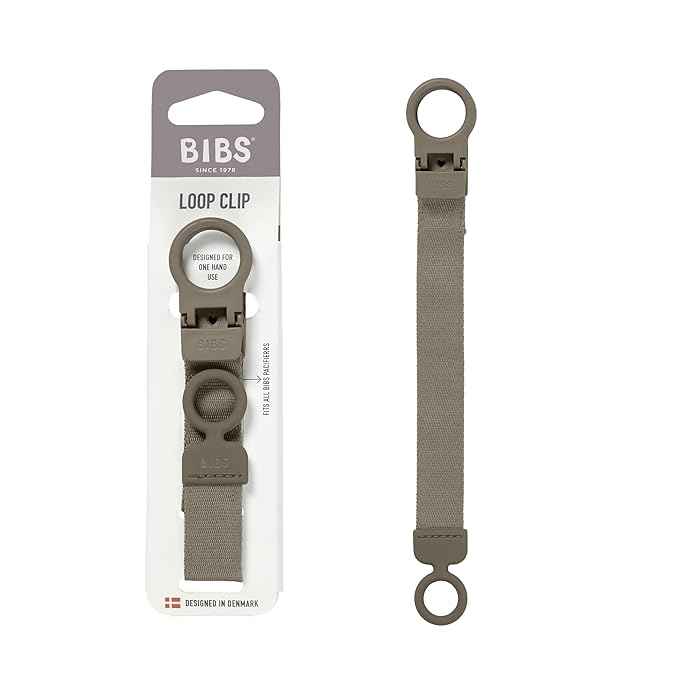 BIBS Loop Pacifier Clip - Sleek, Secure One-Handed Operation, Fits All BIBS and Most Brands, Machine Washable, Slim Profile for Comfort, Ages 0+ - Dark Oak