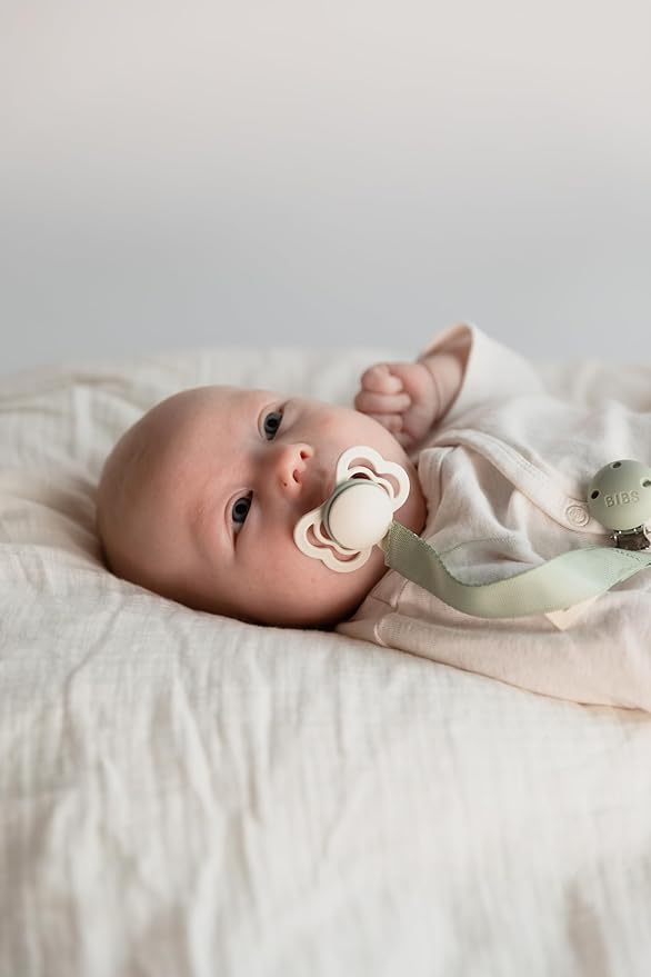 BIBS Pacifiers - Supreme Collection | Symmetrical Nipple | Silicone | Made in Denmark | Set of 2 Woodchuck/Blush Color Premium Soothers | Size 0-6 Months