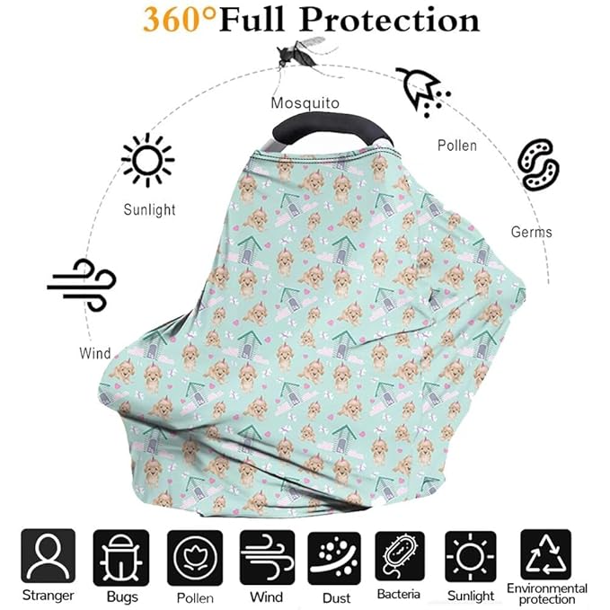 Forchrinse Bee Baby Car Seat Cover Soft Stretchy Breastfeeding Nursing Cover Multi Use Cover for Shopping Cart/High Chair/Stroller
