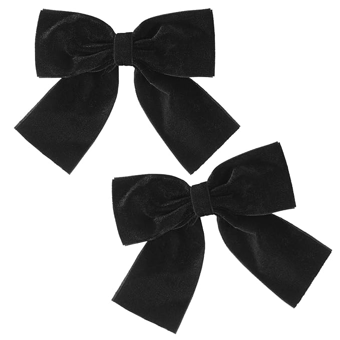 2PCS Velvet Hair Bows Black Hair Ribbon Clips 4" Big Fall Alligator Clips Hair Accessories for Women Girls Toddlers Kids Baby