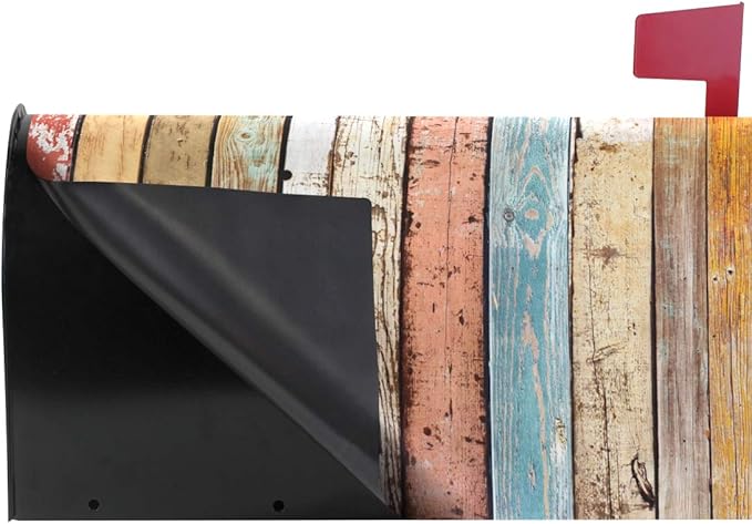 ALAZA Vintage Old Wood Texture Plank Grunge Magnetic Mailbox Cover MailWraps Garden Yard Home Decor for Outside Standard Size-18"x 20.8"
