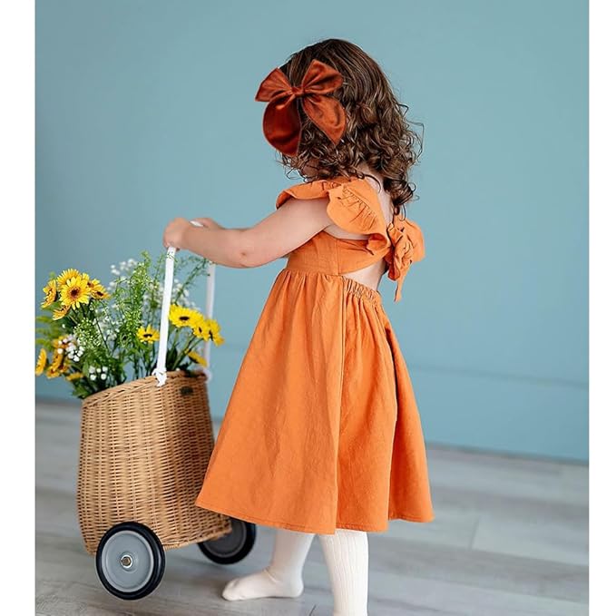 Pack of 4 Large Velvet Fable Bow Hair Clips for Kids Toddler Girl Mom Velvet Hair Bow Alligator Clips Baby Girls Women Hair Accessories (Rust/Brown)