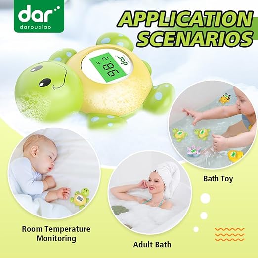 Baby Bath Thermometer, Digital Water Temperature Thermometers with 3 Color Backlit and Temperature Warning, Safety Bath Tube Thermometers Floating Toy for Infant, Toddler