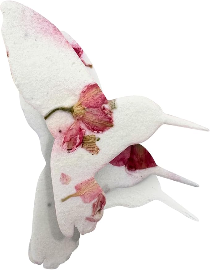 Wildflower Seed Paper - Set of 24 Hummingbird-Shaped for Funeral Favors, Memorial Gifts, & Sympathy Gifts for Loss of Father and Mother (Pink)