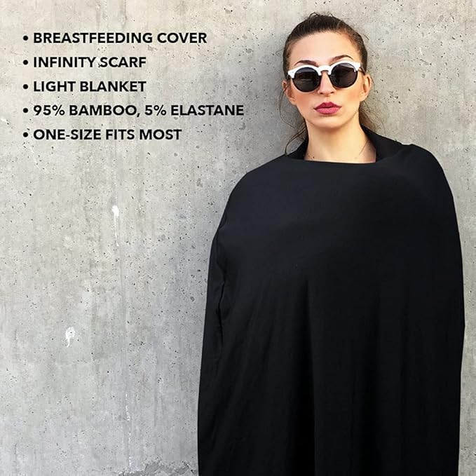Mothera Baby Car Seat Cover Multi-use Nursing Covers for Breastfeeding Baby Must Haves for First Time Mom Infant Stroller Cover for Baby Boy or Girl, Black