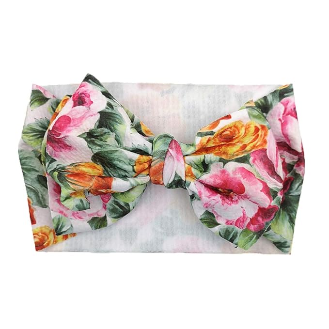 KIDOCHEESE Oversized Bows Baby Girl Headbands with Nylon Elastics, Large Hair Wraps and Accessories for Newborns, Infants, Toddlers