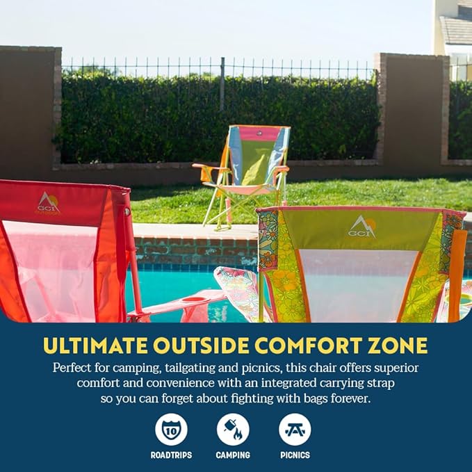 GCI Outdoor Comfort Pro Rocker Camping Chair | Portable Folding Rocking Chair with Durable Armrests & Drink Holder — Sweet Tea