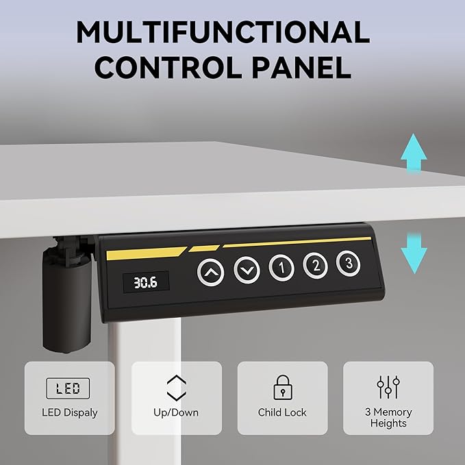 Electric Standing Desk Adjustable Height 55"x24" Stand Up Desk with Lockable Wheels Ergonomic Sit Stand Desk for for Work Office Home Computer Workstation (White)