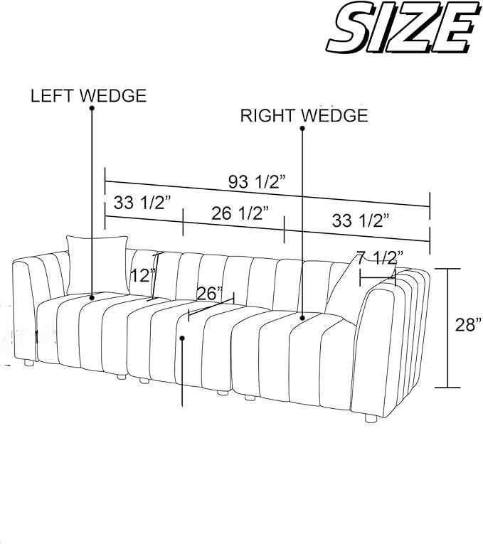 Sectional Couches Sofa for Living Room, 93″3 Seater Cloud Couch, Modern Comfy Modular Sectional Sofa with Deep Seats for Bedroom, Small Space, Brown