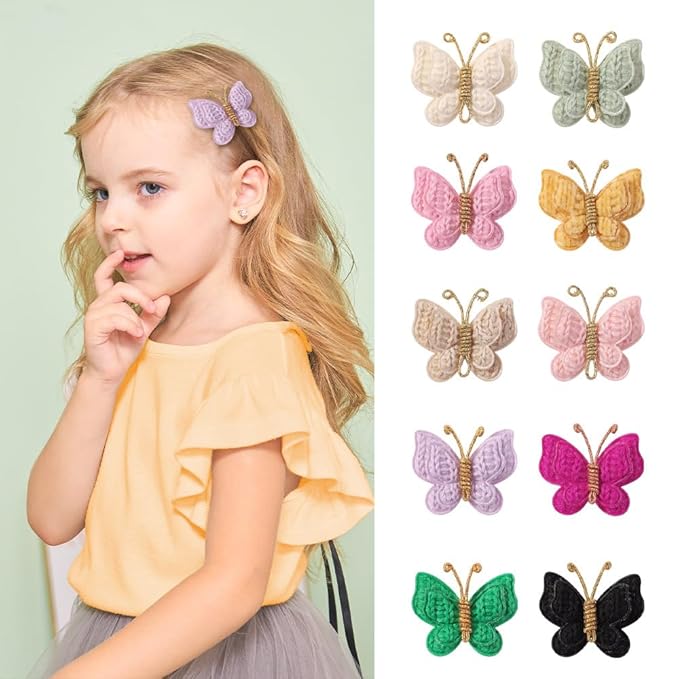 Pack of 2 hair bows girls. Kids’Fashionable Artificial Butterfly Hair Clips (Black)