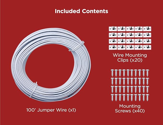 Black+Decker PureOptics Professional Push Wire 100' Jumper Wire Spool for Under Cabinet Lighting, Flat 5/6" or 8mm Cable, 4-Core CL2 Compliant, Non-Metallic, White