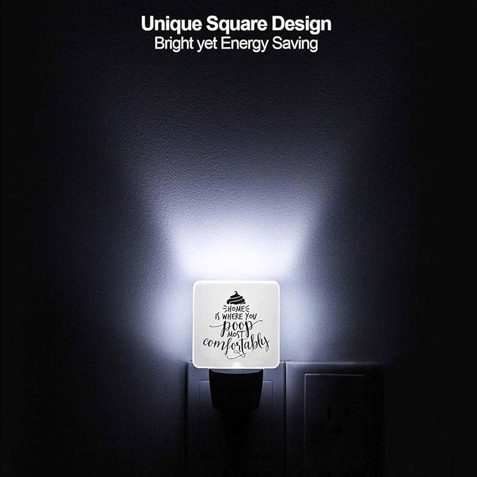 LED Night Light,Funny Sweet Home Saying LED Night Light Plug into Wall with Dusk to Dawn Light Sensor White Energy Efficient Nightlight for Bedroom Bathroom Hallway Living Room Kitchen