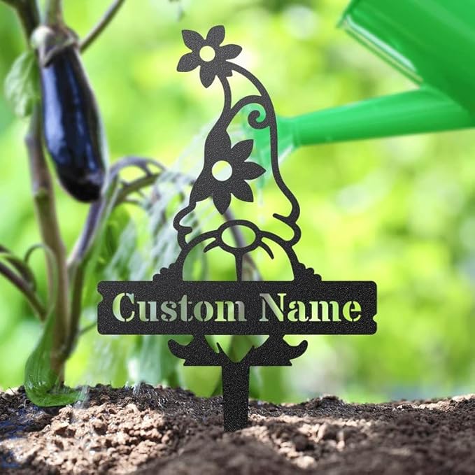RealSteel Customizable Gnome Seed & Plant Markers – Durable Metal Garden Stakes for Herbs, Fruits & Vegetables – Weatherproof Tags for Farmhouse & Greenhouse Décor (Type 1, Large)