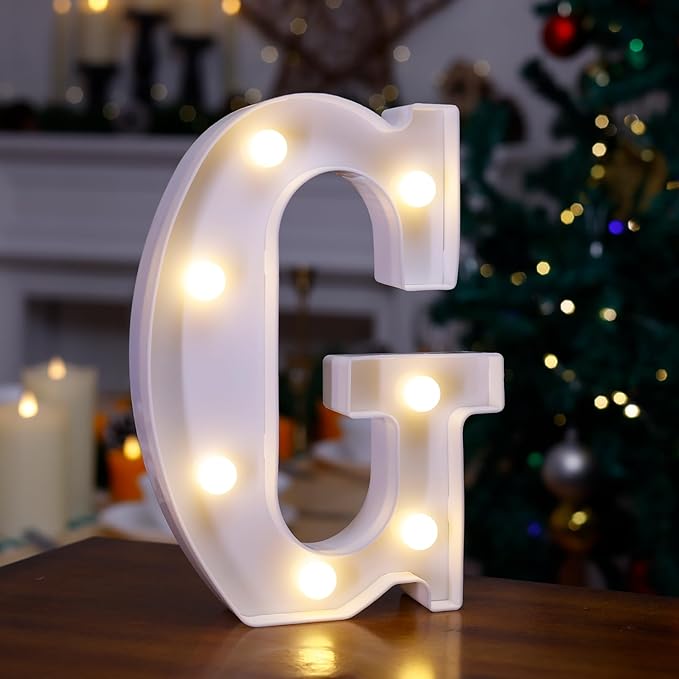 LED Marquee Sign Light Up Letters, Alphabet Light Up Letters Sign, Battery Powered LED Letter Lights for Night Light, Wedding, Birthday, Party, Christmas or Home Decor (Letter G)