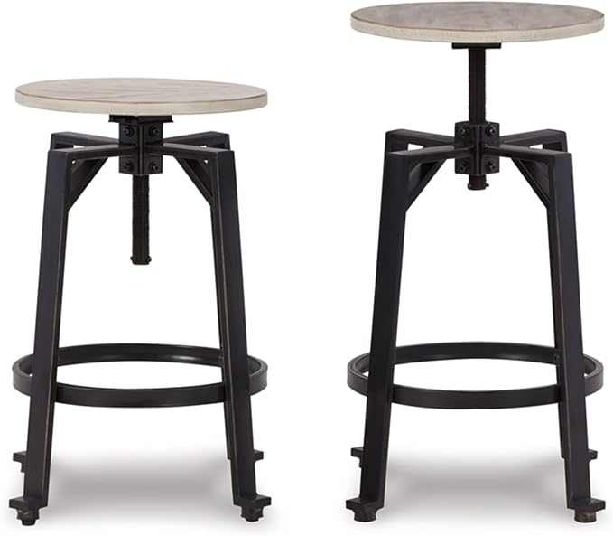 Signature Design by Ashley Karisslyn Urban Industrial Counter Height Barstool, 2 Count, Whitewash & Black