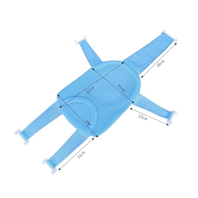 Baby Bath Seat Support Net Newborn Bath Cushion Pad Anti-Slip Infant Bathtub Sling Shower Mesh Mat Soft Bath Net Bath Pillow Adjustable Shower Pad for 0-18 Months Light Blue
