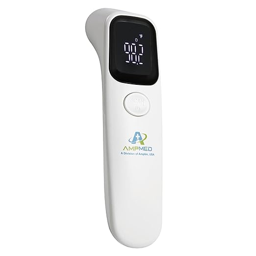 Amplim Baby Thermometer No Touch, Infrared Forehead Thermometer for Babies, Kids and Adults, Fast 1 Second Reading, Quiet Night Use, LED Display, Fever Alert, F/C Switchable for Home and Travel