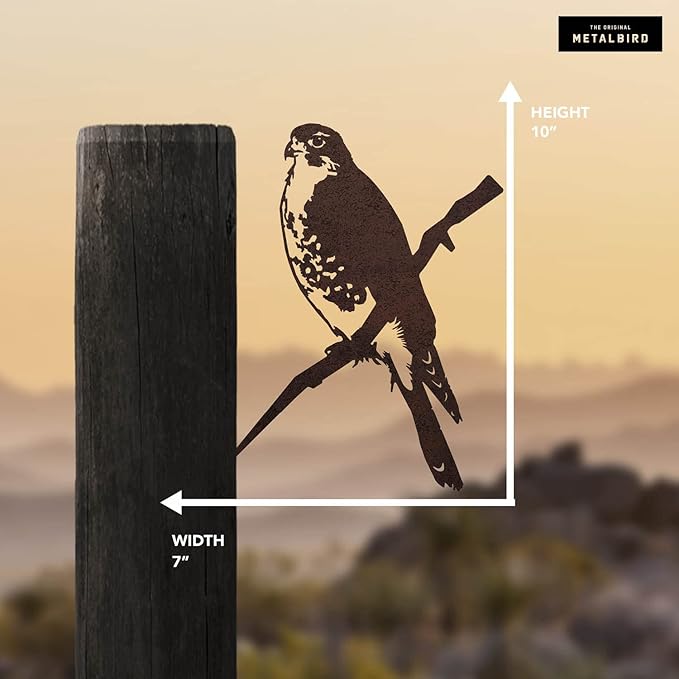 METALBIRD - Peregrine Falcon - Outdoor Tree Ornaments in Corten Steel - Metal Art Proudly Made in The USA