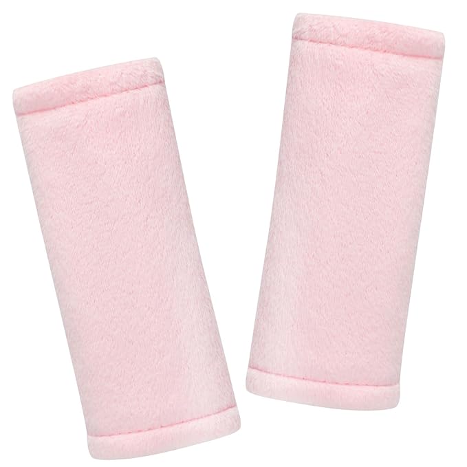 SWESEN Baby Car Seat Belt Covers for Boys and Girls, Carseat Shoulder Padding, Soft Car Seat Neck Cover, Mink Car Seat Straps Shoulder Pads, Solid Colour Stroller Strap Cover for Baby Kids, Pink