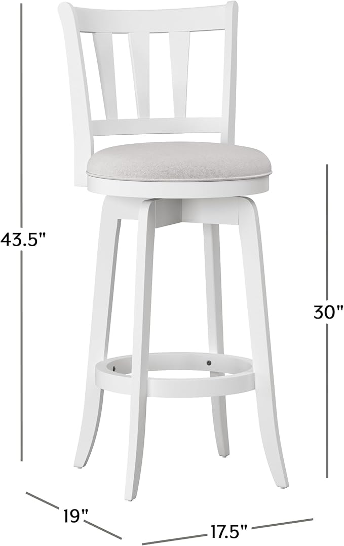 HILLSDALE Presque ISLE Wood BAR Height Swivel Stool White