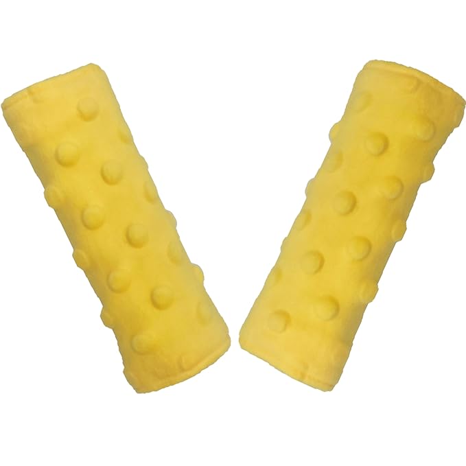 Baby Car Seat Neck Cover, Car Seat Strap Cover, Seat Belt Cushions Pads, Shoulder Strap Protectors, Reversible Pram Harness Covers in Minky Yellow, Baby Neck Pad Protector