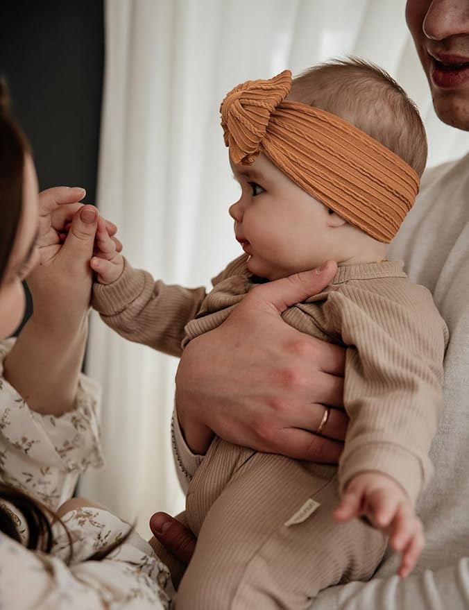 Rust Baby Headbands with Bows, Cute Headband Bow for Baby Girls Infant Head Wraps Newborn Toddler Bonnet Unisex Gifts(03H-06)