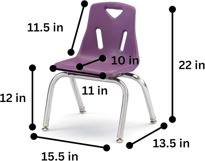 Berries Jonti-Craft 8142JC6004 Stacking Chairs with Chrome-Plated Legs, 12" Height, Purple, Pack of 6