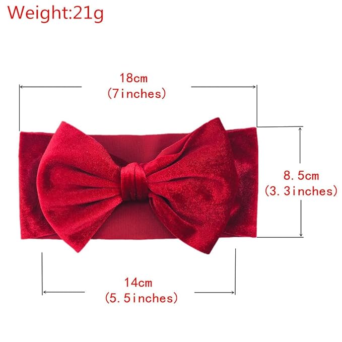 Baby Girl's 7'' Soft Big Bowknot Velvet Headband Toddler Hairband for Photography Travel Party Festivals (Fuchsia, One Size)
