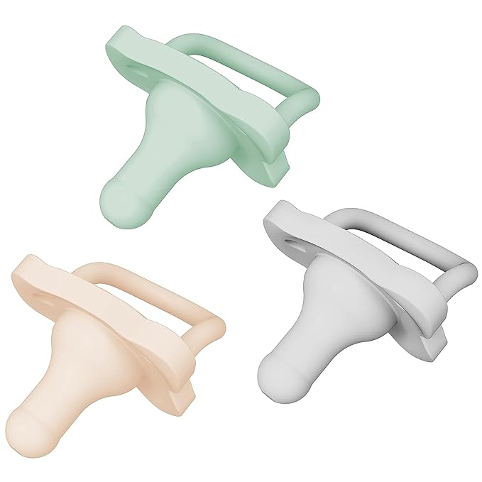 Dr. Brown's HappyPaci 100% Silicone Baby Pacifier, Contoured One-Piece Design, Gray/Green/Ecru, 0-6m, BPA-Free, 3-Pack