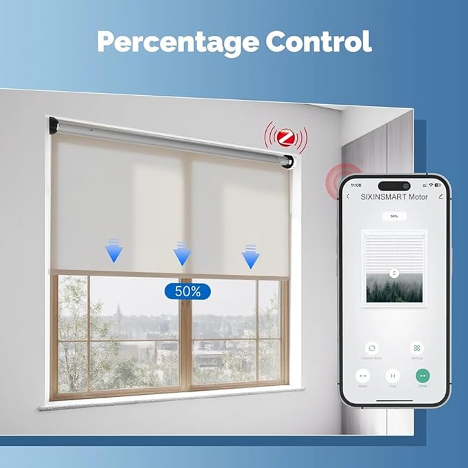 ZigBee 3.0 Smart Roller Shade Motor for 2" Tube, Heavy Duty 6.0N.m 10N.m Electric Blinds Retrofit Kit, Compatible with Alexa/Google Home (10.0 N.m Motor Suitable for Φ50mm (2") Groove Tube)