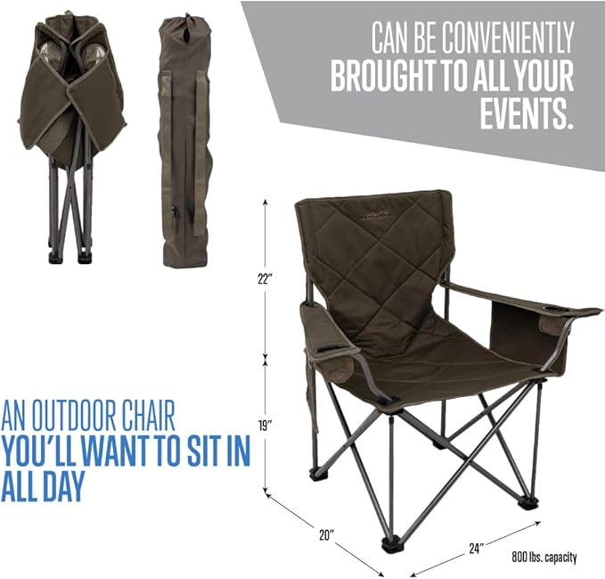 ALPS Mountaineering King Kong Camping Chairs for Adults with Mesh Cup Holders and Pockets, Built Durable and Reliable with Compact Foldable Steel Frame