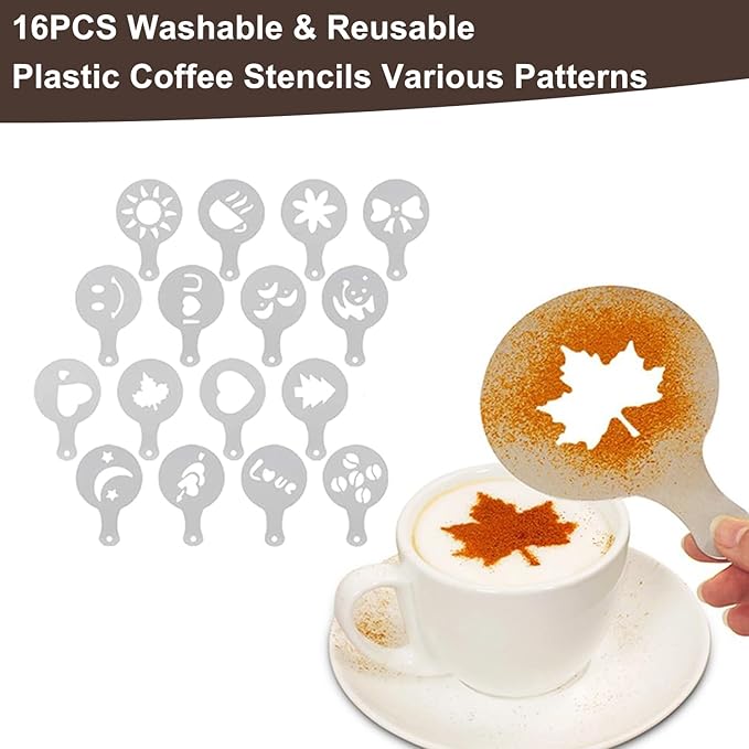 Espresso Accessories Kit 51mm Tamper: 51mm Espresso Tamper Set Espresso Kit Including Coffee Tamper, Milk Frothing Pitcher, WDT Tool Espresso, Tamper Mat, Latte Art Pen, Coffee Spoon, Coffee Stencils