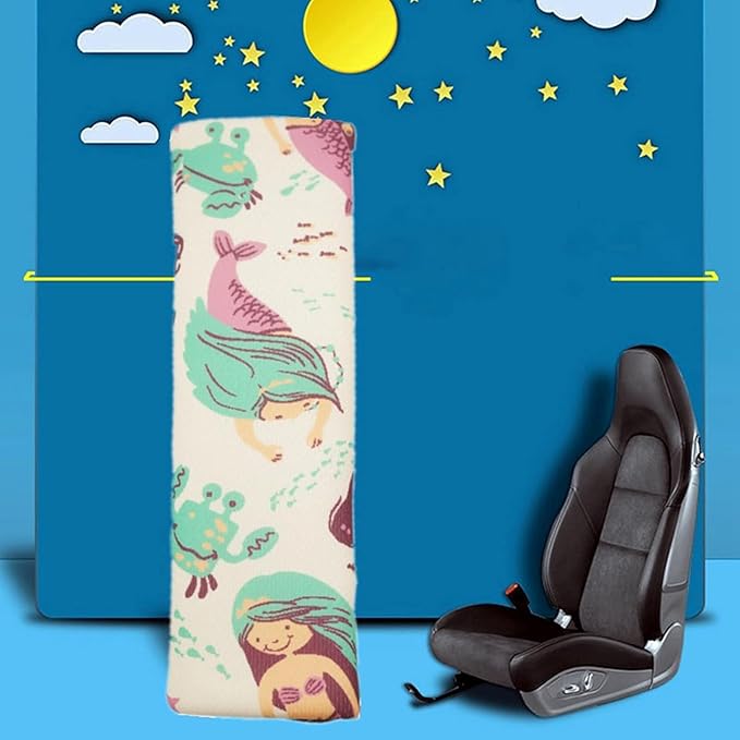 Baby Seat Belt Strap Cover, 2 Pcs Kids Car Seat Belt Cushions Pads, Shoulder Strap Protectors for Girls Boys (Mermaid)